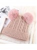 Double Pom Pom Knitted Hat  (Plush Inside)